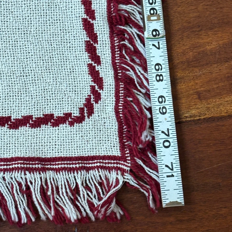 Manta tejida Commerce Texas roja beige vintage Foto 3 de 4