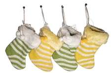 FOUR 7" MINI KNIT CHRISTMAS STOCKINGS - NEW