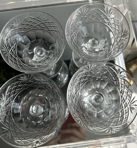 Vintage Art Deco Champagne Coupe Glasses Diamond Cube Stem Set Of 4 - Picture 6 of 7