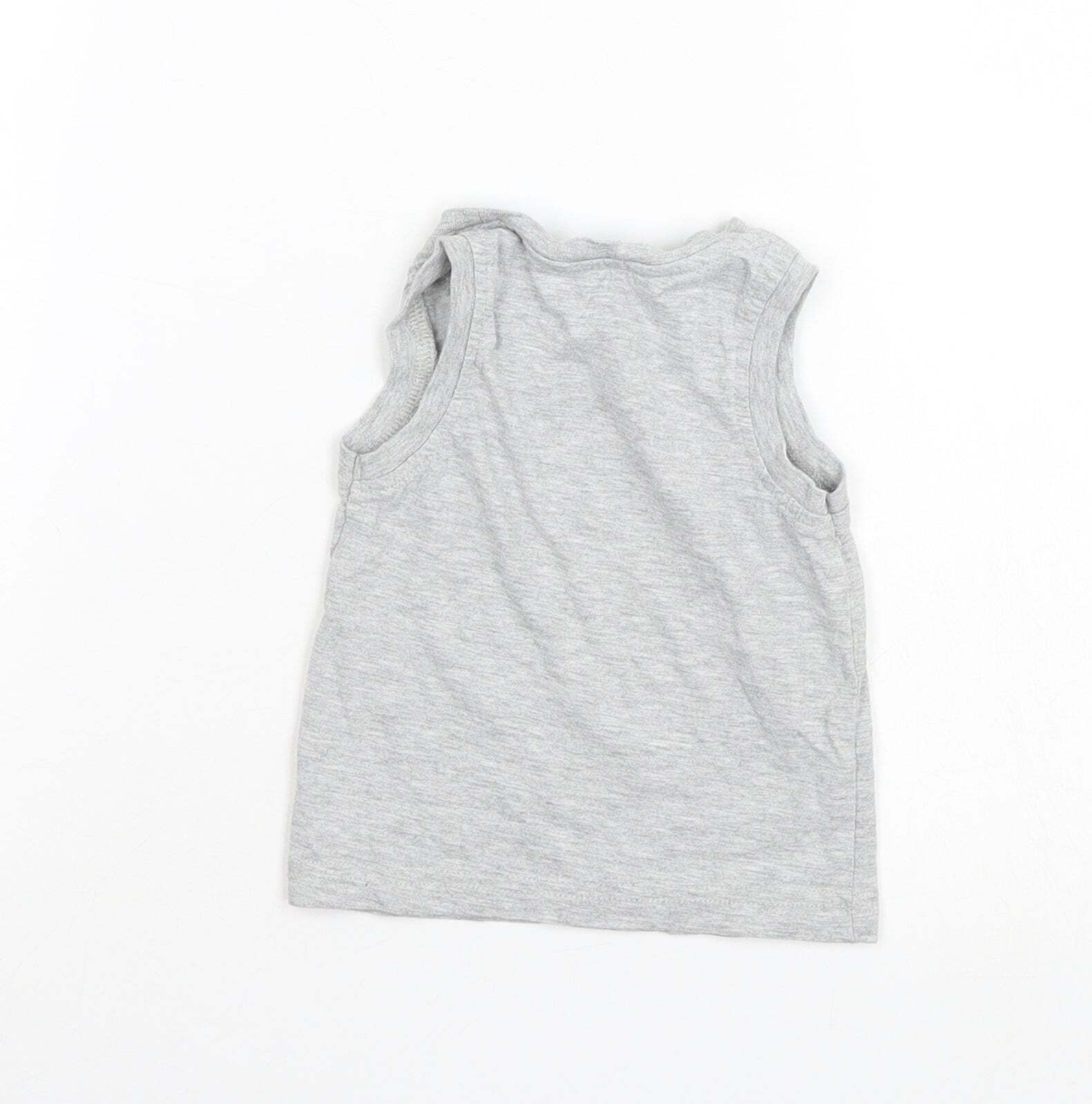 George Boys Grey Cotton Blend Tank Size 9-12 Months image 2