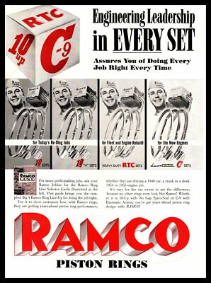#ad #ad 1955 RAMCO Piston Rings 10 Up No Gap Spiro Seal C 9 Line Vintage Print Ad $6.47