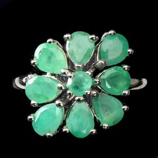 925 Sterling Silver Ring Pear Emerald Natural Gemstone Jewelry