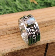 Moonstone Spinner Ring 925 Sterling Silver Meditation Jewelry All Size MO491