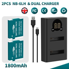 Image of 2x NB-6LH NB-6L Battery + Charger For Canon PowerShot SX530 SX710 D30 S90 SX610