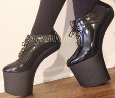 20CM Super High Heel Large Size Platform Lace Up Horseshoe Backless Pumps Party
