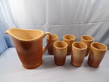 Fenton Chocolate Glass Lincoln Inn Water Set - Pitcher 6 Tumblers