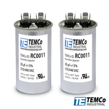 TEMCo 30 uf/MFD 370 VAC volts Round Run Capacitor 50/60 Hz -Lot-2