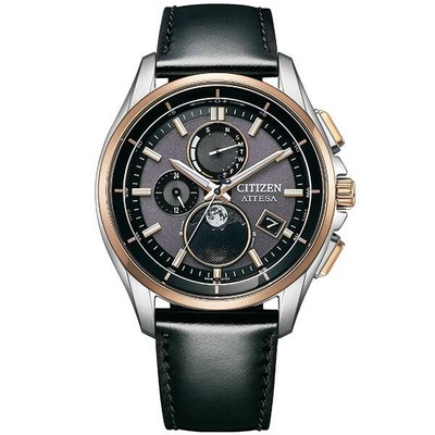 Citizen Attesa BY1004-17X Moon Phase Eco-Drive Solar Radio Men Watch Black NEW