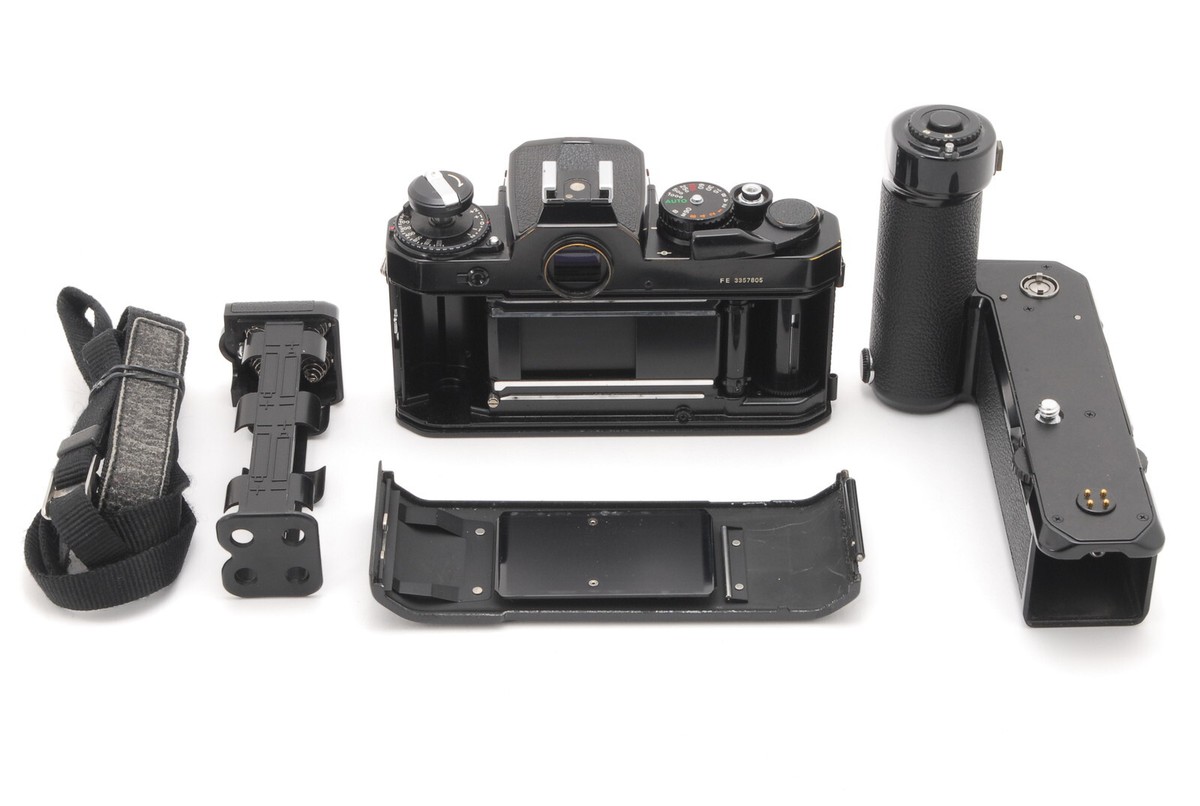 Exc+5] Nikon FE Black SLR Film Camera Body with MD-12 motor drive