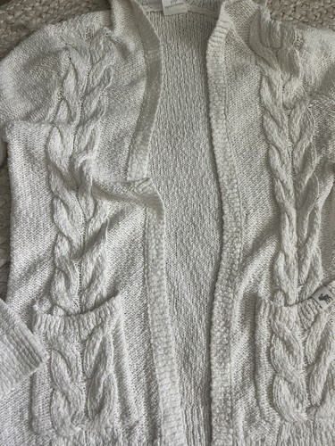 Abercrombie & Fitch Kids Girls Knit Hooded Cardigan Cream Size 11/12 - Picture 5 of 8