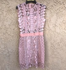 Yvette Morales Blush Pink Floral Lace Cut Out Mini Dress Sleeveless Woman’s Sz M