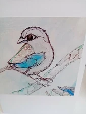 Chaffinch Greetings Card from Original Art Collage from vintage map Torquay