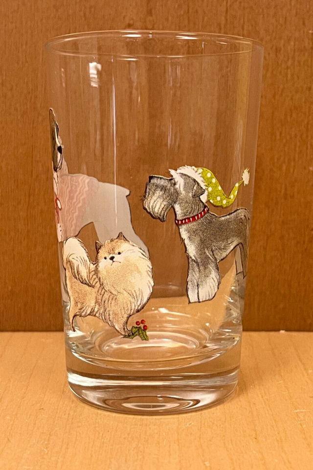 Pier 1 Glass Tumbler Christmas Dogs 8 oz. Replacement Glass BOXER eBay