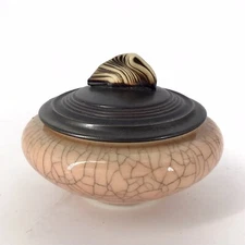 Andrew Maccorkindale Trinket Box Crackle Glaze Porcelain Covered Jar Trinket Box