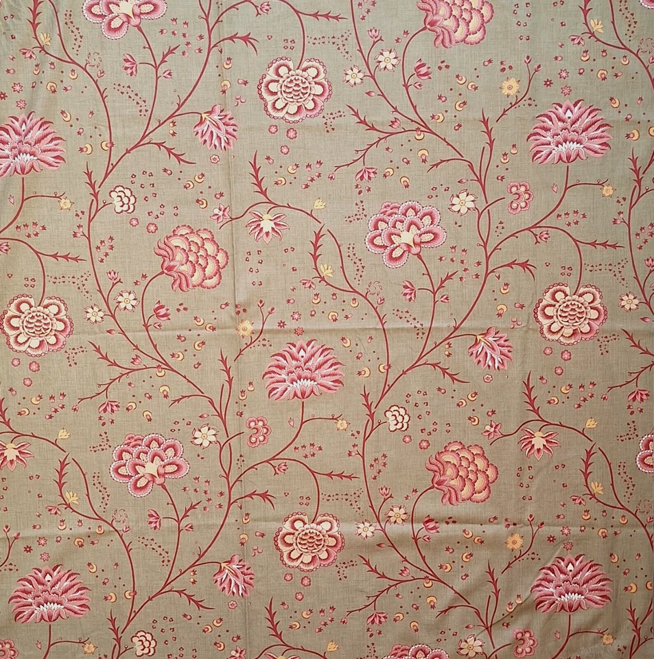 Floral Pink on Grey Rounneries Deux French General Moda Cotton Fabric 13601 26"L - Image 2 of 4