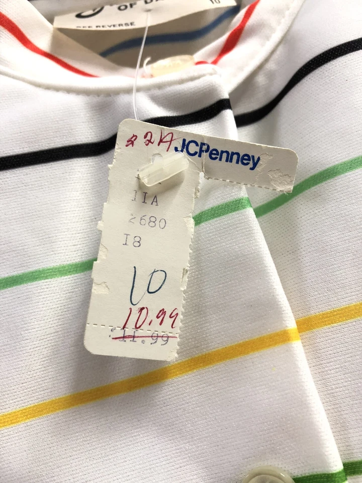 VTG NOS W/ TAGS STOCKTON OF DALLAS COLORFUL STRIPED SHIRT WITH BELT SZ 10 - Image 3 of 4