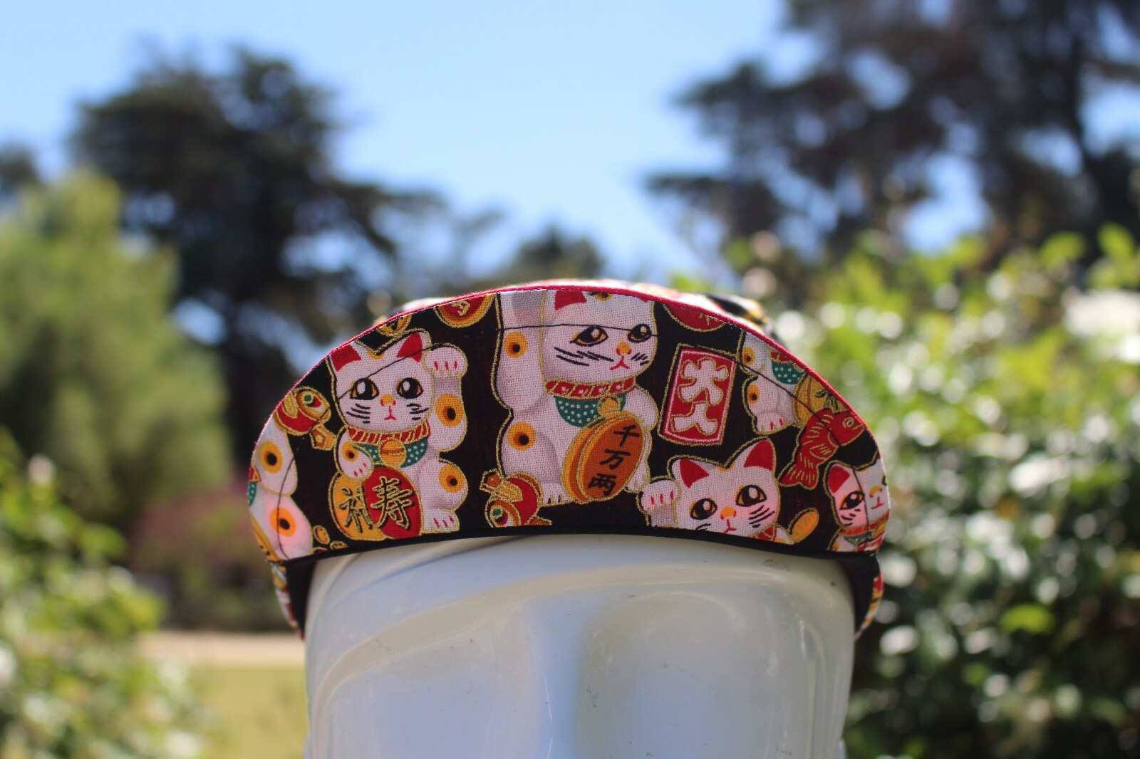 CYCLING CAP KIMONO MANEKI NEKO HANDMADE IN USA,   S M L 