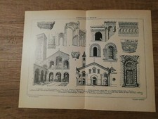 Stampa antica stile lombardo architettura 1924 