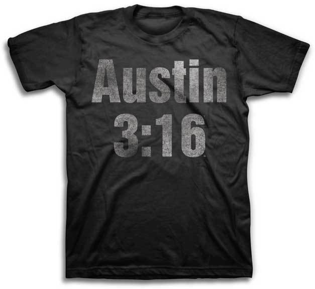 Stone Cold Steve Austin 3:16 WWE Official Faded Mens Black T-Shirt