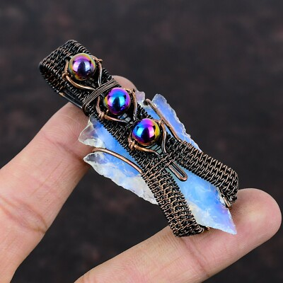 #ad #ad Women Day Sale Milky Opal Rough Copper Wire Wrapped Pendant For Girls 3.07quot; $24.30