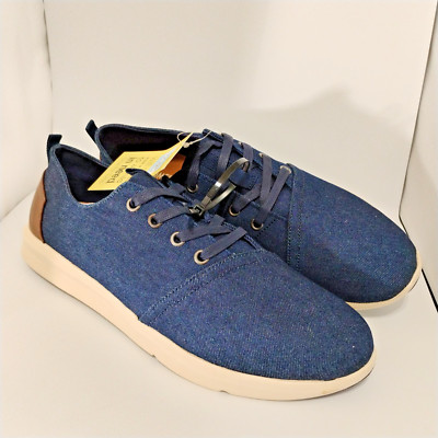NEW TOMS Del Rey 10009170 Dark Denim Blue Canvas Low Top Sneaker Shoes Mens 11.5