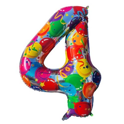 Number 4 Balloons Rainbow Four Balloon for 4 Year-Old Birthday Decorations 40...