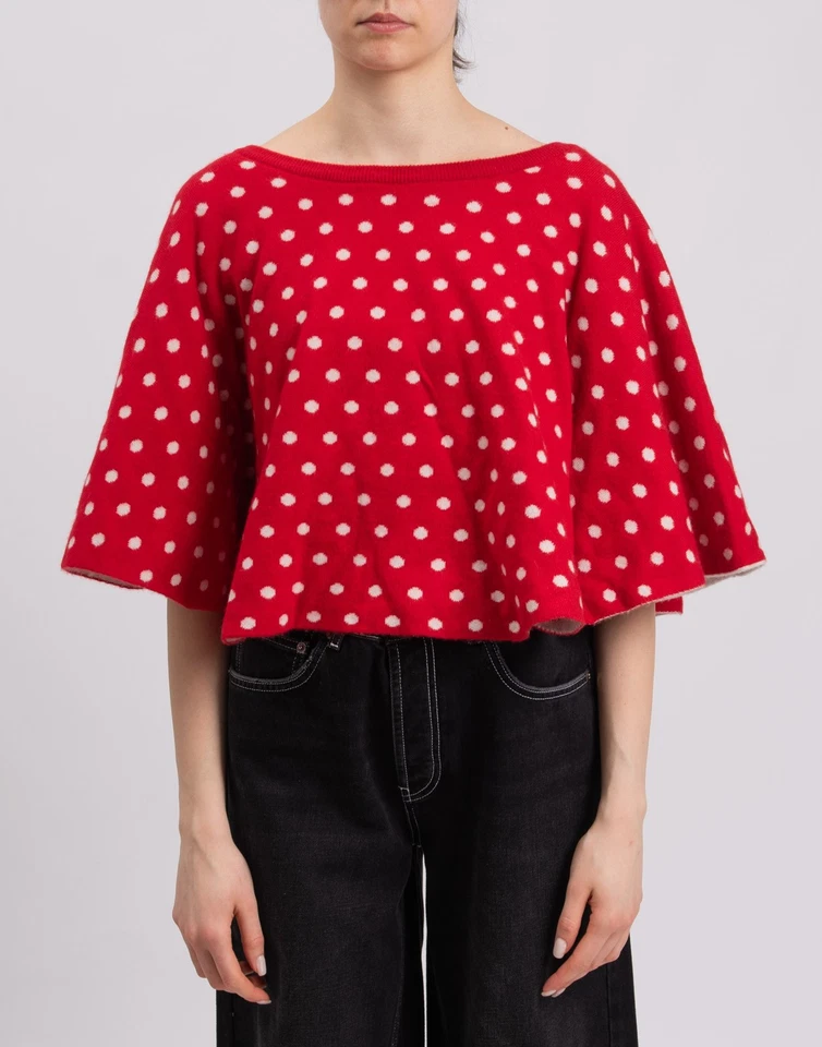 RRP €620 EXTREME CASHMERE Cashmere Poncho One Size Polka Dot Boat Neck - Image 3 of 4