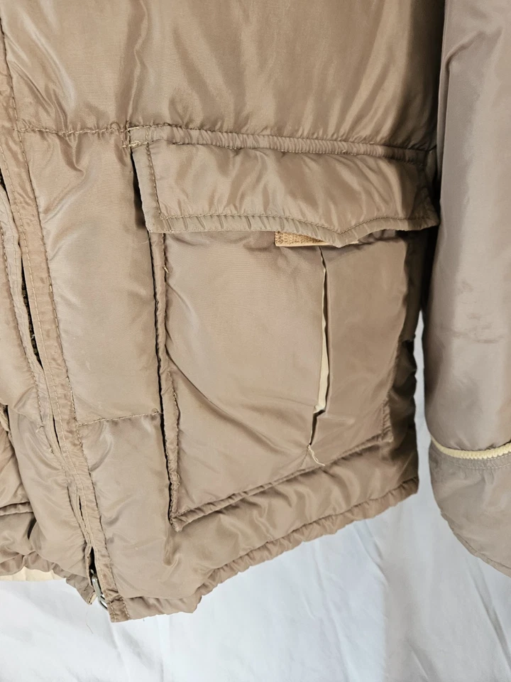 VTG 70s 80s Sears Western Wear Puffer Jacket Mens Large Tan Brown Farmer Cowboy - Image 3 of 4