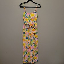 Show Me Your Mumu Floral Midi Dress Linen Blend NWT Size M Pockets USA Cottage