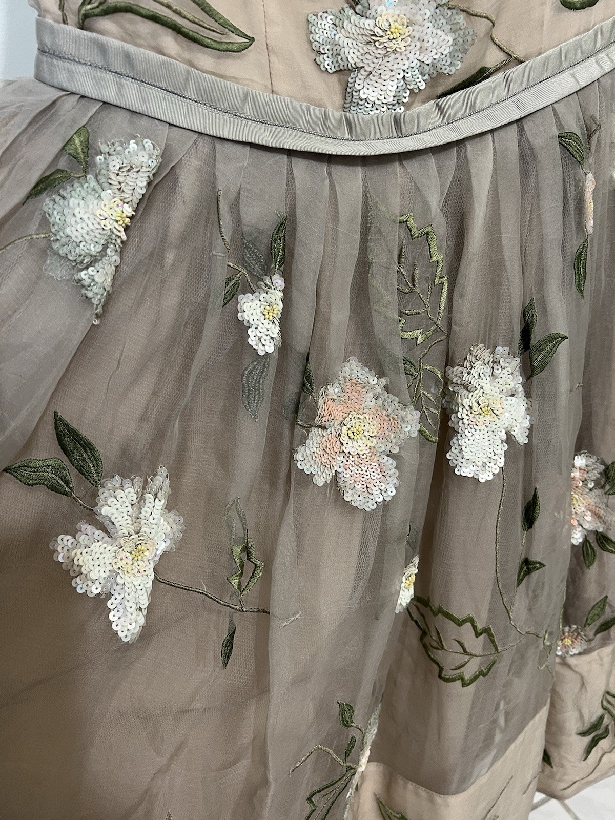 Needle & Thread Embroidered Floral Mesh Dress with Sleeveless Design