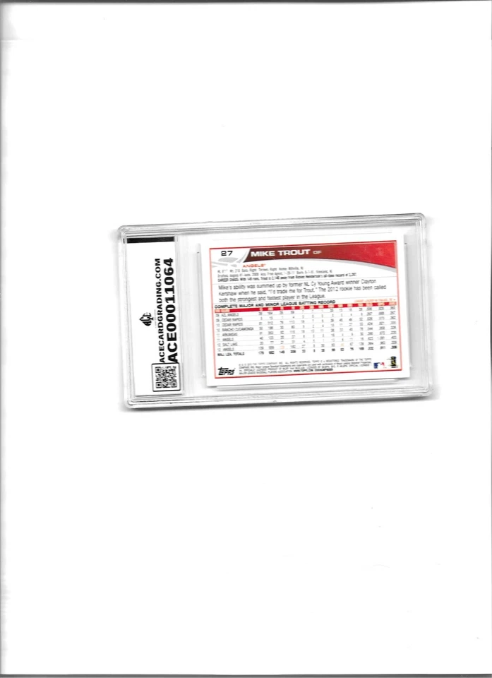 Copa Topps Mike Trout 2012 novato #27 deslizante graduado 10 gema ¡como nueva! Foto 2 de 2