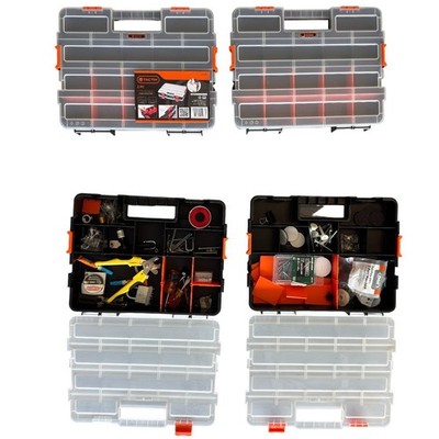 Tactix 2-in-1 Interlocking Tool Organizer Set Black Orange Hardware Storage Case