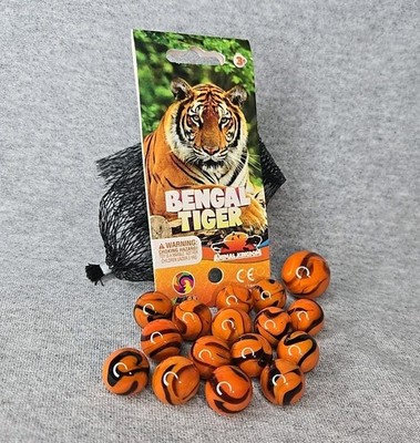 Vacor De Mexico Net Bag 16 Bengal Tiger Marbles Animal Kingdom Collection PR