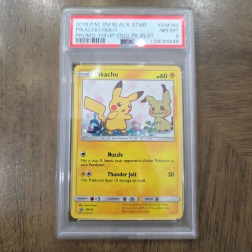 POKEMON TEAM UP SM BLACK STAR PROMO PIKACHU #SM162 HOLO PSA 8 NM-MT #138044646