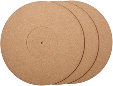 3-PC Cork Turntable Mats - 3 mm Recessed Turntable Platter Cork Mat Reduce