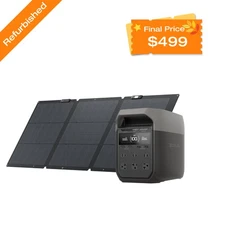 EcoFlow DELTA 3 1024Wh LiFePO4 Power Station +160W Solar Panel Refurbished