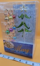 Merry Holiday Christmas Tree and 9 Wine Charms Glass  New In Box