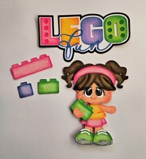 BUILDING FUN DK BROWN HAIR GIRL PLAY scrapbook premade paper piecing 3D die cut