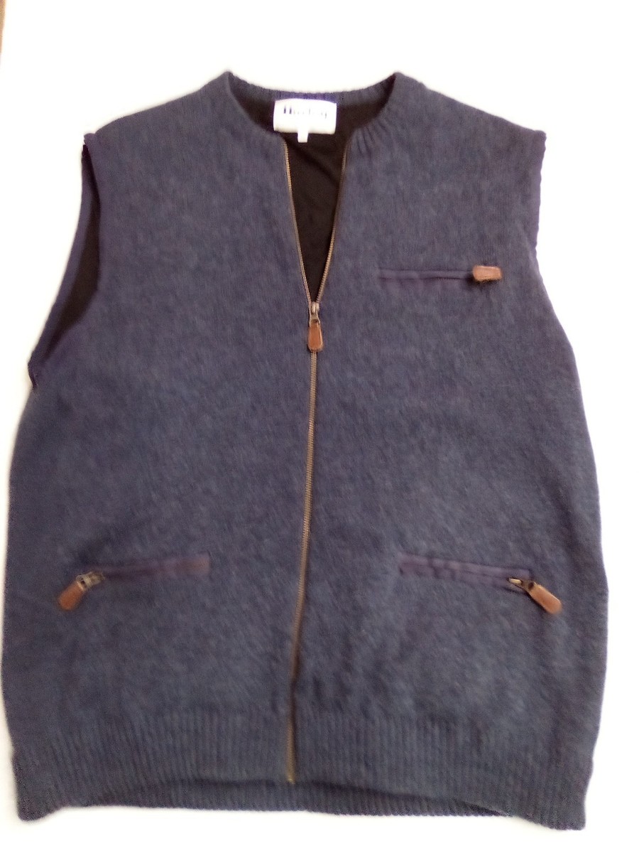 HARLEY of SCOTLAND Size XL Mens Full Zip Lined Wool Vest