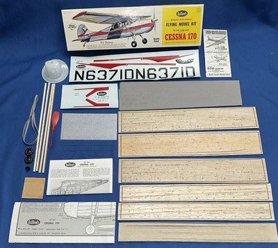 1961 GUILLOWS Cessna 170 Balsa Wood Model Airplane Kit #302 NEW Open Box Vintage