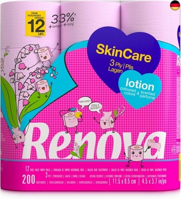 Renova SKINCARE LOTION Toilet Paper 12 Rolls, 12 stück