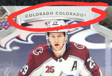 ERROR TEAM NAME Nathan MacKinnon Silver Script Auto 2021-22 MVP Hockey #216 NM+