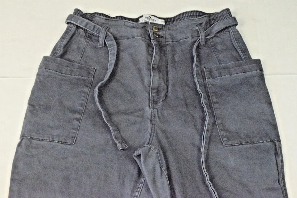 裤子 Hollister L 码炭灰色弹力棉超高腰慢跑裤腰带 — 第 4/4 张图片