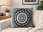 Black & White Mandala Elephant Cushion Cover Boho Indian Throw Pillow Case Home