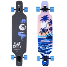 Playshion Drop Through Freestyle Longboard Skateboard Cruiser
