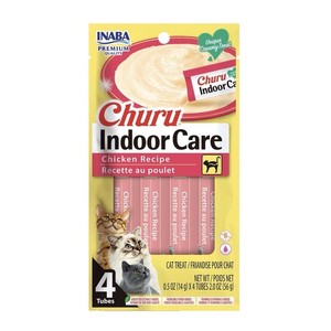 INABA Churu Indoor Care Chicken Soft Snack Cat Treats for Adult Cats 4 Tubes