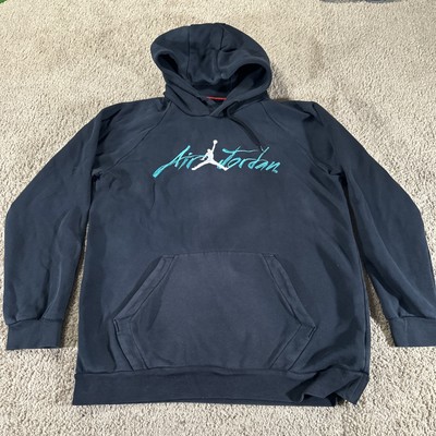 Air Jordan Pullover Mens Large Black Air Flight Hooded Sweatshirt Jumpman