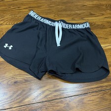 Under Armour Shorts Teens Youth Large L Black Play Up Drawstring Loose Fit Heat