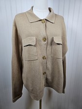 Lands' End Collared Cardigan Sweater Women's Size 2X Camel Casual