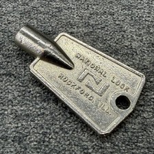 Vintage National Lock Rockford IL Barrel Freezer Chest Key Retro Hardware USA